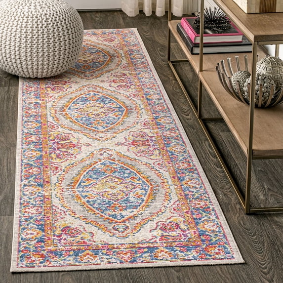 JONATHAN Y MODERN PERSIAN 2 x 8 Runner Rug, Kilia Medallion - Fuchsia/Mustard/Indigo, MDP300A-28