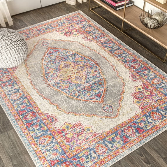 JONATHAN Y MODERN PERSIAN 8 x 10 Area Rug, Kilia Medallion - Fuchsia/Mustard/Indigo, MDP300A-8