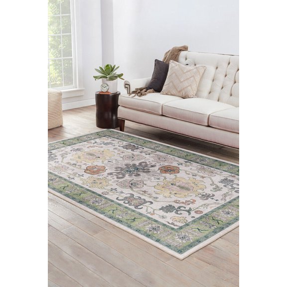 Kilifi Blue Framed Polyester Digital Print Decorative Area Rug
