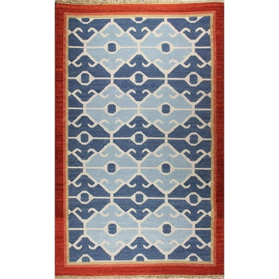 Kilim 04 5X8 Blue Handwoven Wool Area Rug