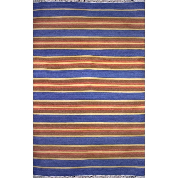 Kilim 05 4X6 Blue Handwoven Wool Area Rug