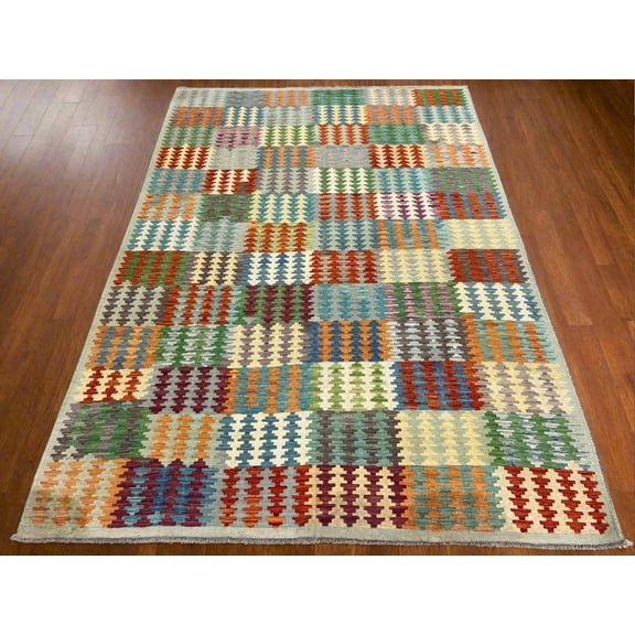 Kilim Flatweave 7X10 Reversible Multicolor Wool Rug # 13574