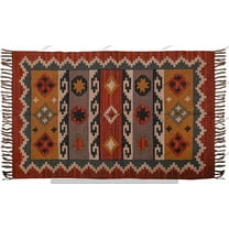 Kilim Rug Wool Jute Rug Bohemian Jute Rug Wool Rug Kelim Dhurri Decorative Custom Handmade Kilim Dhurrie Traditional Indian Wool Jute Rugs ( 3x5 Ft ) ( KILIM - 99 )