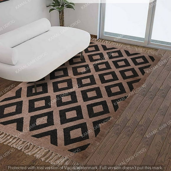 Kilim Rug Wool Jute Rug, Bohemian Rugs, Kilim Dhurri Wool and Jute Rug Handmade Kilim Dhurrie Traditional Indian Wool Jute Rugs