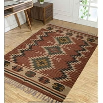 Kilim Rug Wool Jute Rug, Bohemian Rugs, Wool and Jute Rug Handmade, Kilim Dhurrie Rug, Jute Rug Wool Rug Kilim Dhurri Traditional Indian Custom Decorative Boho ( 3x5 Ft ) (KILM-71)