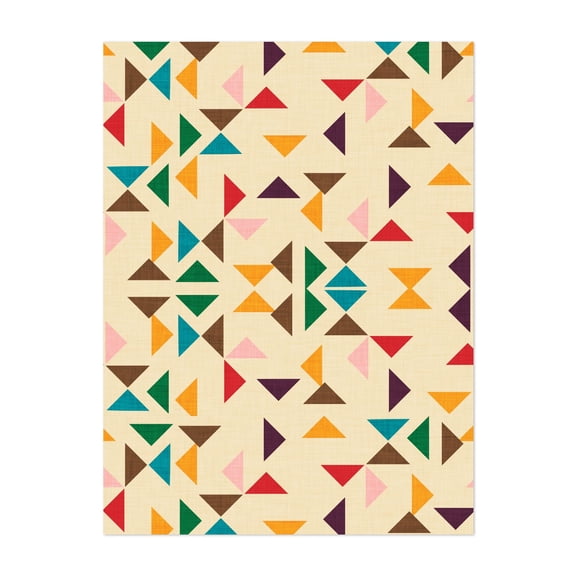 Kilim Triangle Pattern Beige - Mid Mod - Illustration Geometric Pattern Abstract Modern Art Mid-Century Modern Retro Unframed Wall Art Print 36 x 48 inches