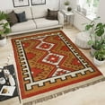 thumbnail image 1 of Kilim Wool Jute Rug – Handwoven Southwestern Area Rug with Tribal Geometric Pattern & Fringe 9 X 12  FEET, 1 of 7