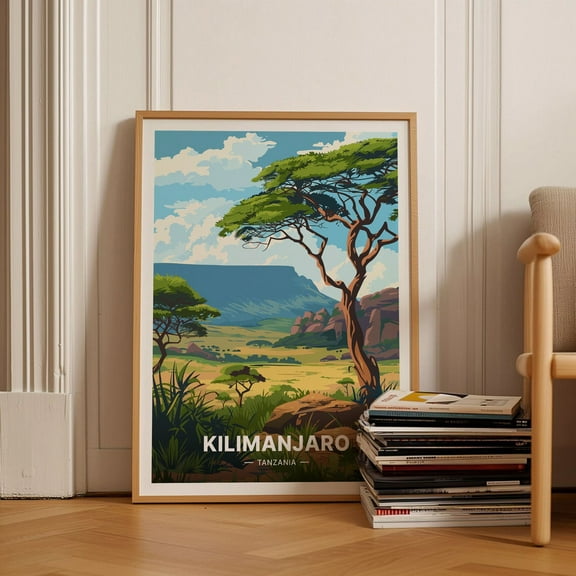 Kilimanjaro Poster, Tanzania Travel Wall Art, Adventure Decor, Safari Theme Home Decoration Wall Art, Modern Wall Decor, 24x36 UNFRAMED