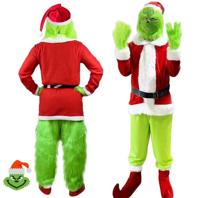 Kilkwhell Christmas Grinch Santa Costume Deluxe (With Mask), 2023 Xmas ...