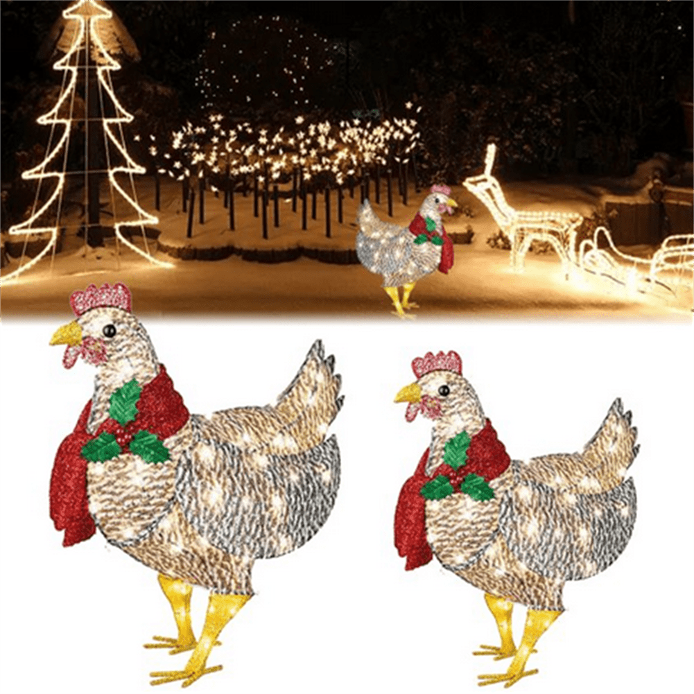 Kilkwhell LightUp Chicken Christmas Decoration, Chicken Christmas Yard