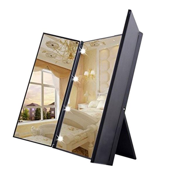Kilkwhell Three sides folding table mirror LED light makeup mirror