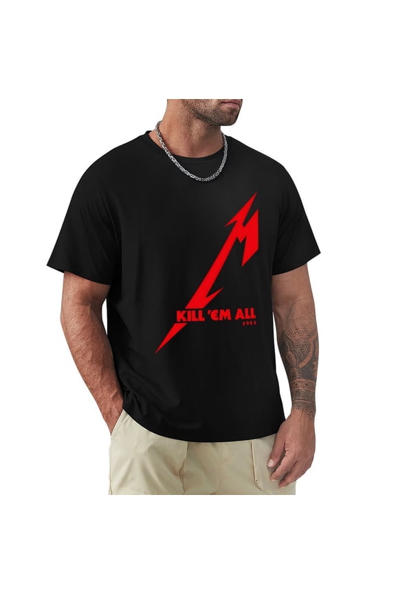 Kill ’Em All Men's HD Print Classic Short Sleeve T-Shirts Black 2XL
