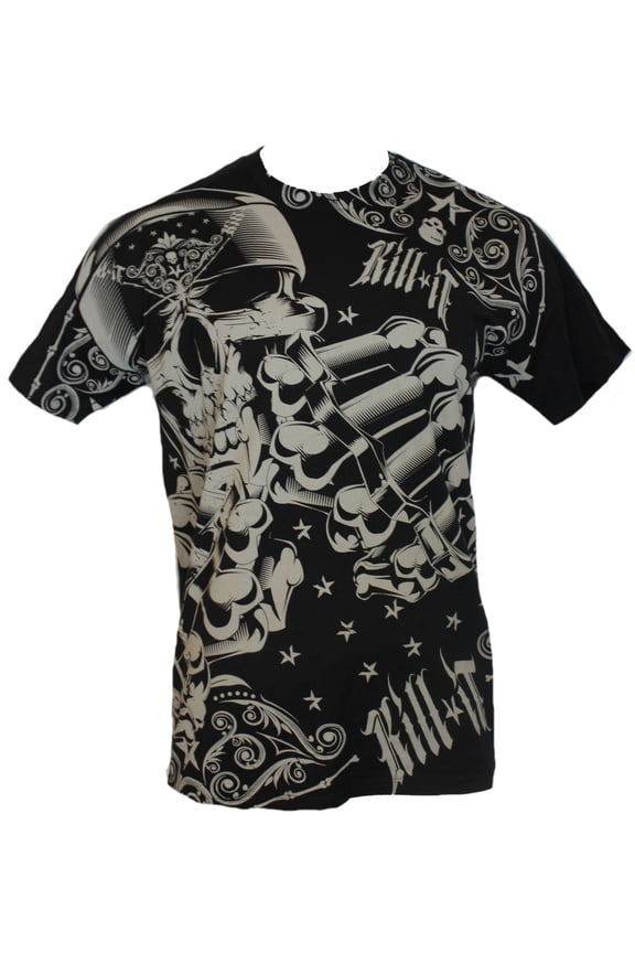Kill It Brand MMA Mens T-Shirt - Brass Knuckle Brandishing Skeleton