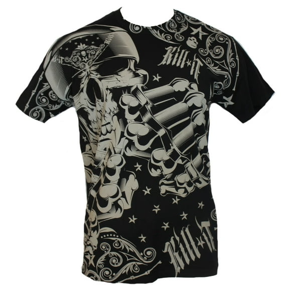 Kill It Brand MMA Mens T-Shirt - Brass Knuckle Brandishing Skeleton