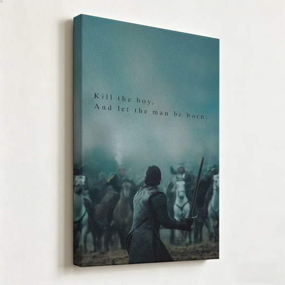 "Kill The Boy" Epic Fantasy Canvas Wall Art, Inspirational Cinematic Typography Quote Poster, Matte Finish Gallery Wrapped Media Room Decor 8*12