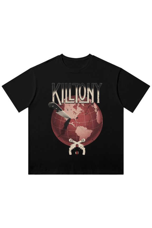 Kill Tony World Logo Vintage Wash Tee Cosplay Unisex Fashion HipHop Short Sleeve Cotton T-Shirts