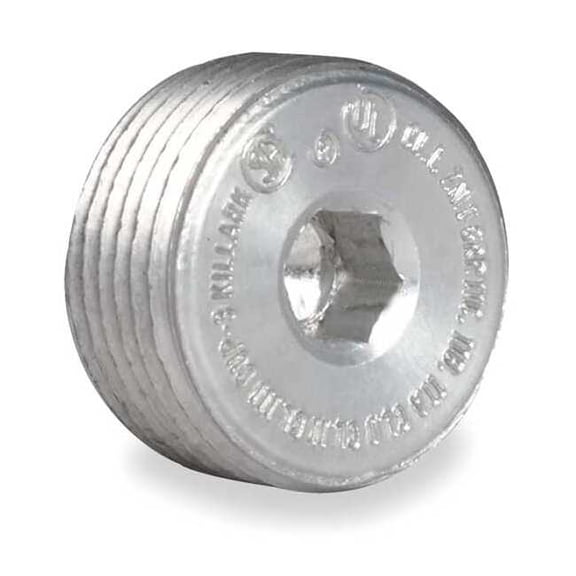 Hubbell Killark Haz Loc Plug, 1-1/2 in, Threaded, Copper, Plain, Gray CUP-5