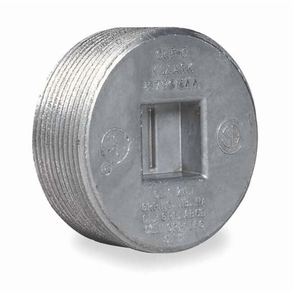 Hubbell Killark Haz Loc Plug, 2 in, Threaded, Copper, Plain, Gray CUP-6