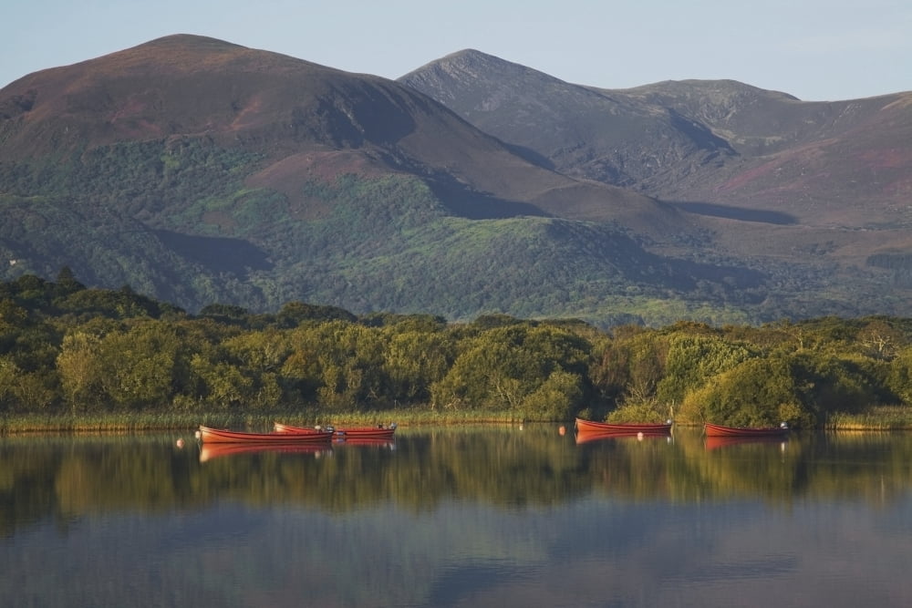 Killarney County Kerry Ireland Lough Leane One Of The Lakes Of Killarney With Macgillycuttys Reeks In The Background Canvas Art - Peter Zoeller Design Pics (18 x 12)
