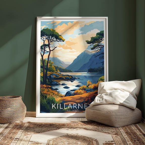 Killarney Ireland County Kerry Travel Print Wall Art, Unframed Canvas