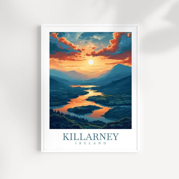 Killarney Ireland Sunset Landscape Wall Art Print, Scenic Travel Home Decor