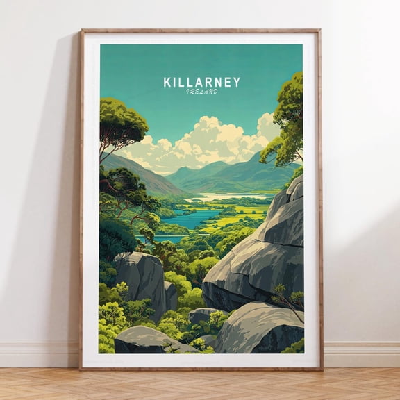 Killarney Ireland Travel Print Minimalist Home Decor Wall Art, Unframed Canvas Size 8x12