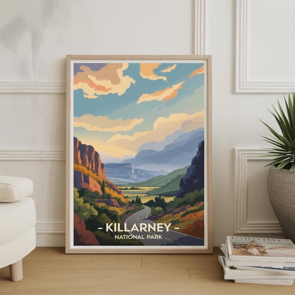 Killarney National Park Ireland Watercolor Travel Poster, Landscape Wall Art, Poster Only