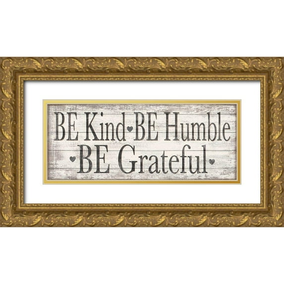 Killeen, Jen 32x15 Gold Ornate Wood Framed with Double Matting Museum Art Print Titled - Kind Humble Grateful Wood Sign
