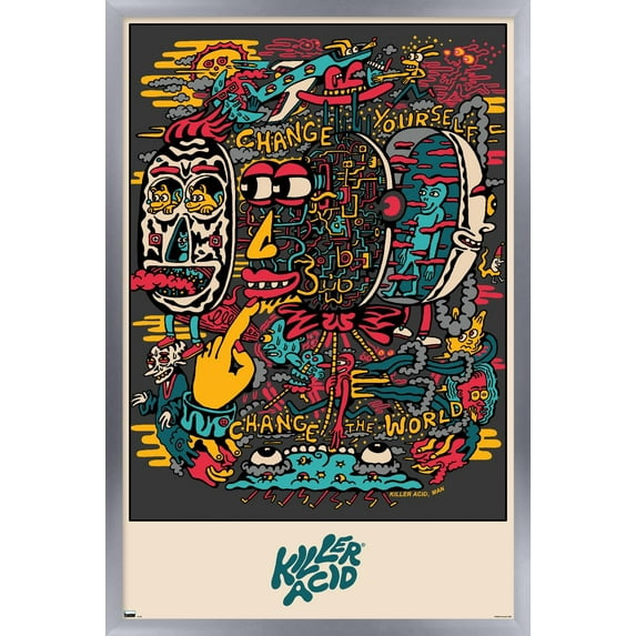 Killer Acid - Change Yourself Wall Poster, 14.725" x 22.375" Framed