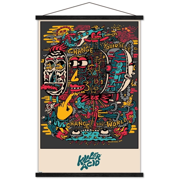 Killer Acid - Change Yourself Wall Poster with Magnetic Frame, 22.375" x 34"