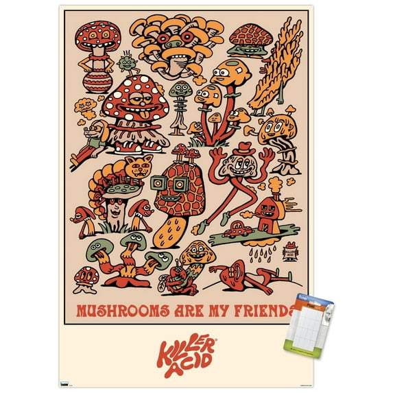 Killer Acid - Mushrooms Are My Friends Wall Poster, 14.725" x 22.375"