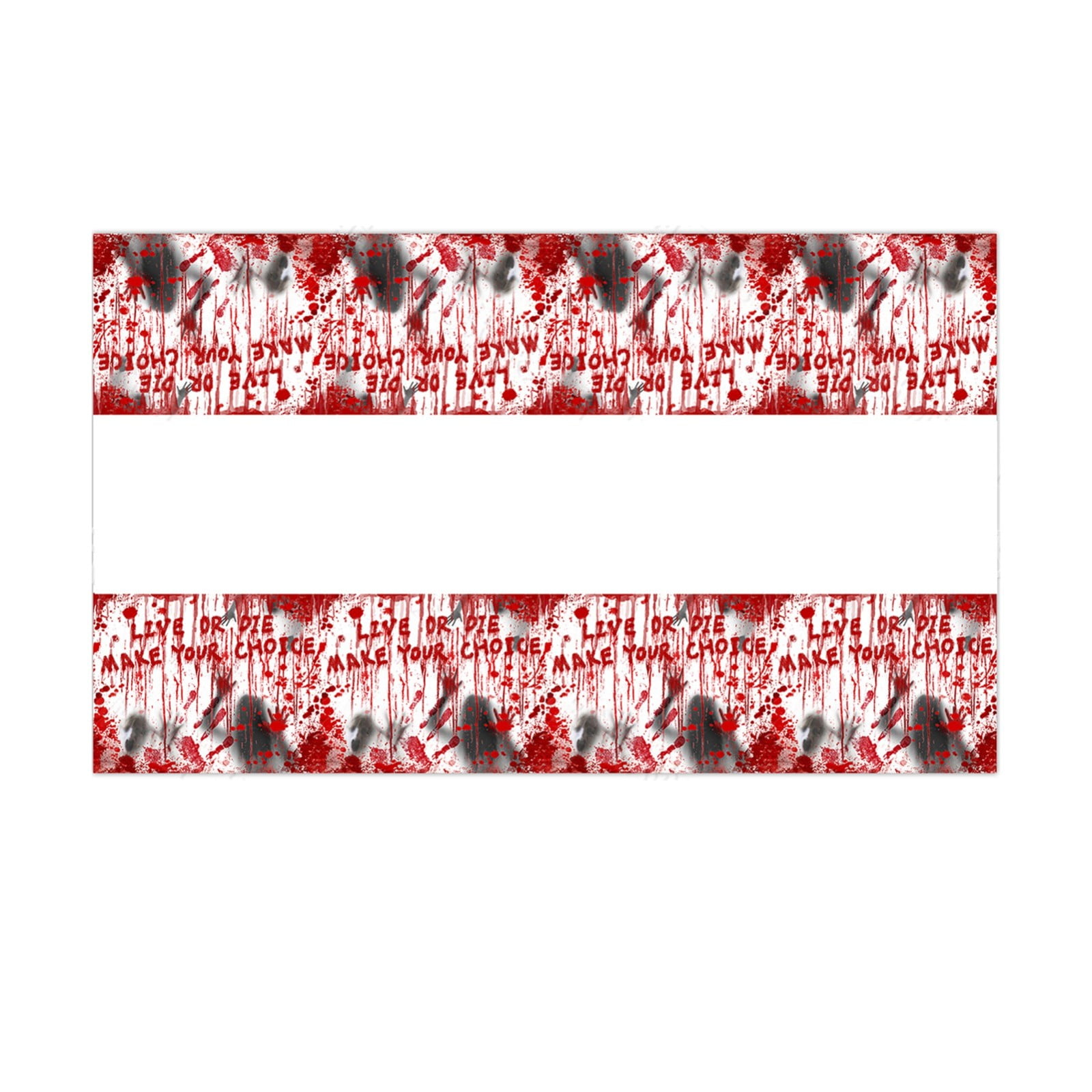 "Have A Killer Birthday" Halloween Party Banner & Tablecloth Set - Horror Movie Theme Decor With Zombie Hands, Black & Red - View #9