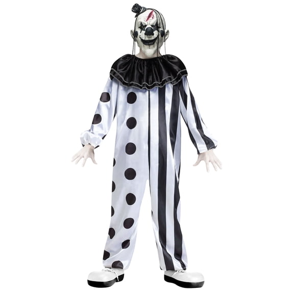 Killer Clown Halloween Costume for Children, Black and White, Boy's Size L (10/12), by Way to Celebrate