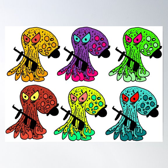 Killer Gaze, The Thug Octopus - Gang Poster Wall Art, Modern Wall Decor For Living Room Bedroom, 8x12 UNFRAMED