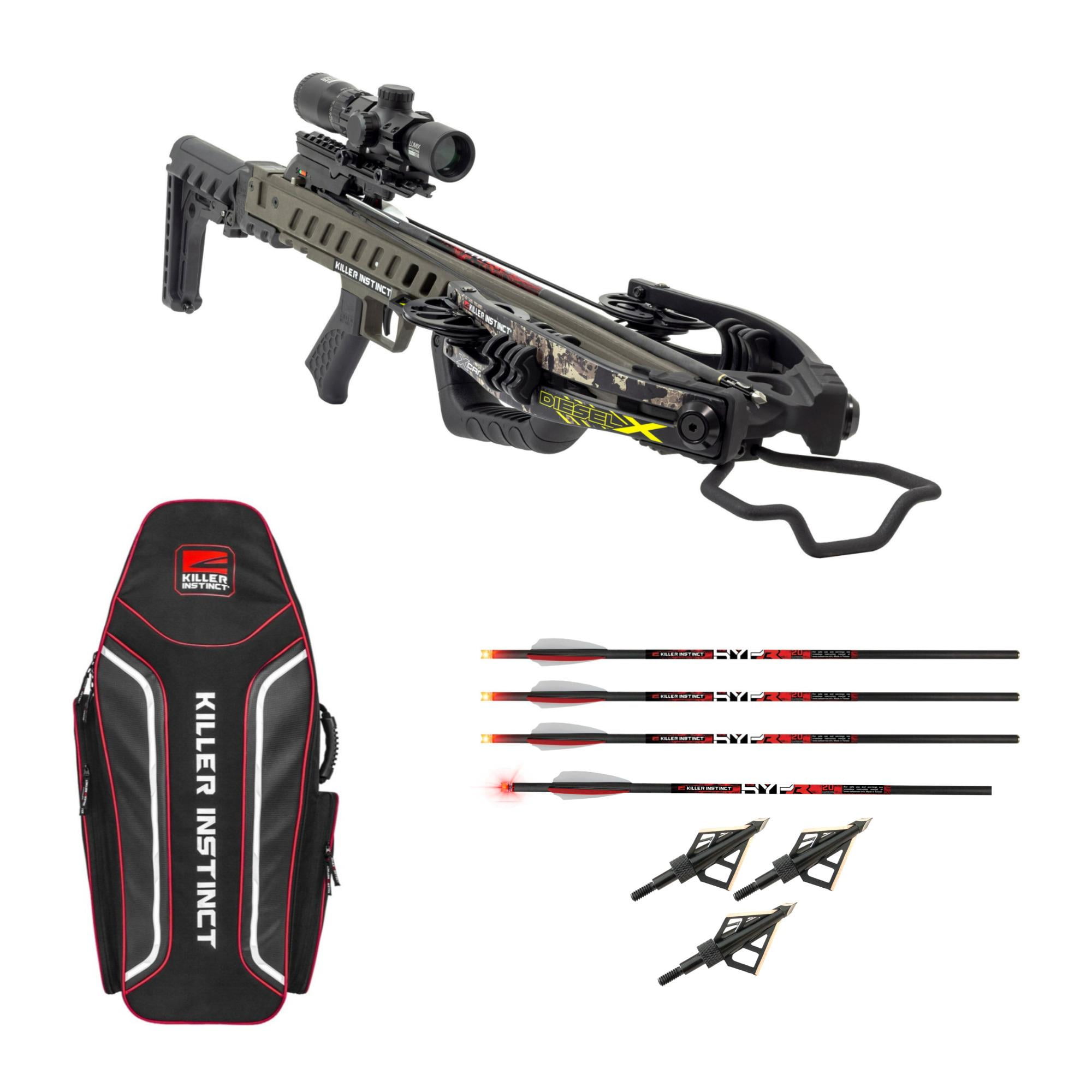 Killer Instinct Diesel-X Hunting Crossbow with Broadheads, Case