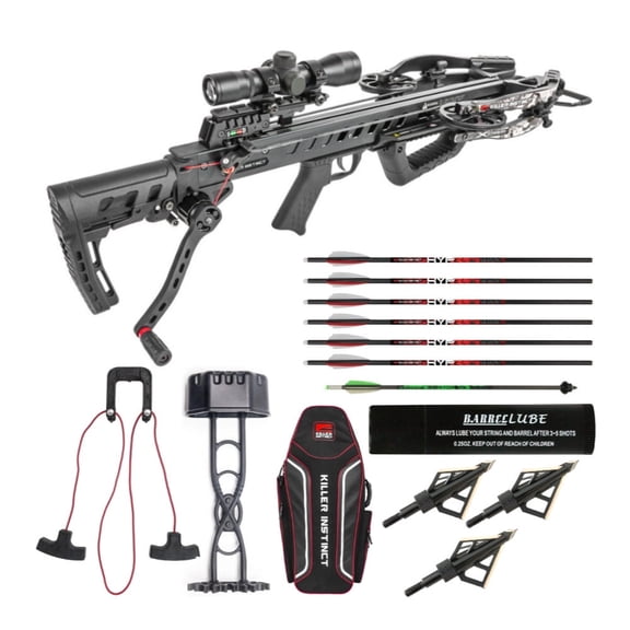 Killer Instinct Fatal-X Crossbow with Dead Silent Crank Ultimate Hunters Bundle