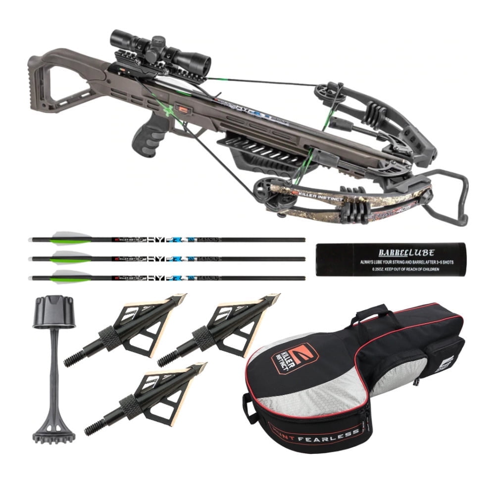 Killer Instinct Lethal 405 FPS Crossbow with Hunting Broadheads and  Crossbow Case