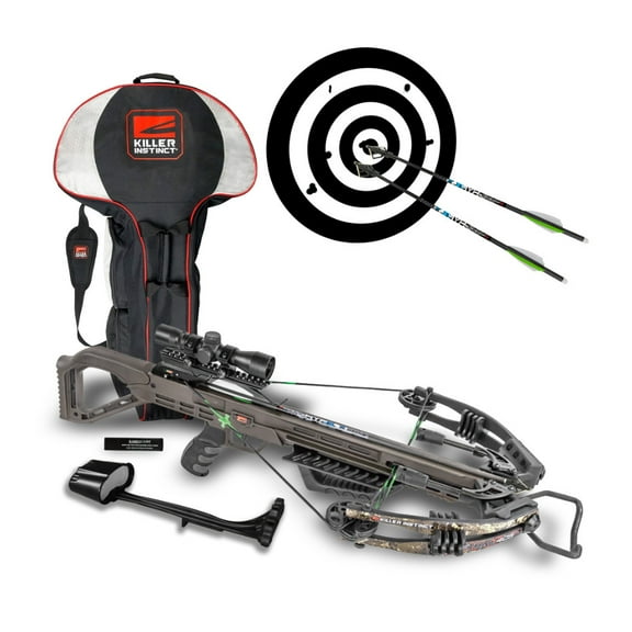 Killer Instinct Lethal 405 FPS Rifle Crossbow with Hunting Broadheads and Crossbow Case (Multicolor)