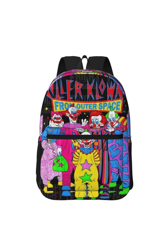 Killer Klowns From Oute Space Clown Backpack Printed School Book Bag Travel Daypack 17in Rucksack With Pockets for Men Women