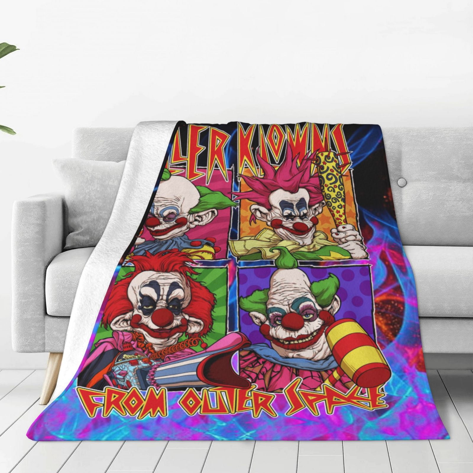 Killer Klowns From Outer Space Blankets Flannel Fleece Warm Soft Throw Blanket For Couch Sofa Bed Living Room All Season Decor Gift 60 X50 Walmart
