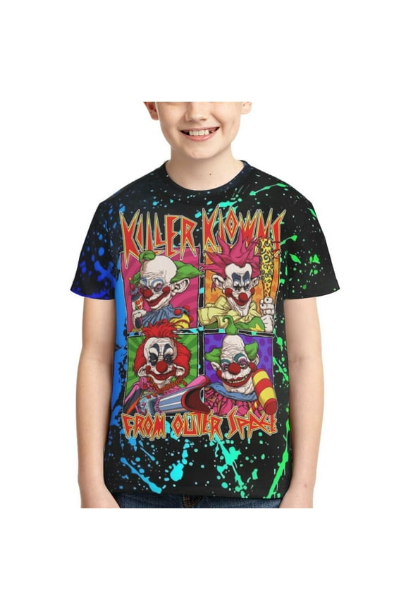 Killer Klowns From Outer Space Boys Girls T Shirt Kids Short Sleeve Crewneck 3d Printed Graphic Shirts For Kids Youth Large