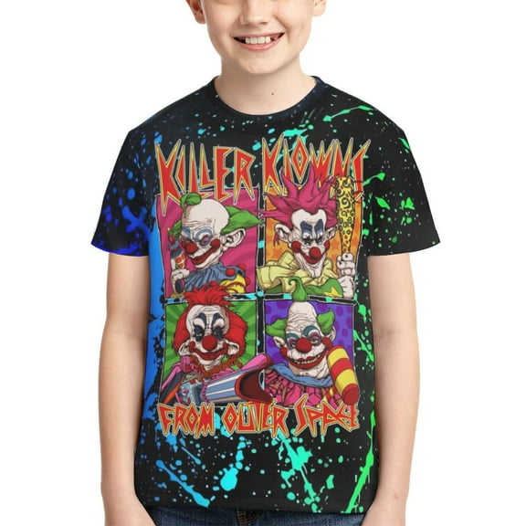 Killer Klowns From Outer Space Boys Girls T Shirt Kids Short Sleeve Crewneck 3d Printed Graphic Shirts For Kids Youth X-Small