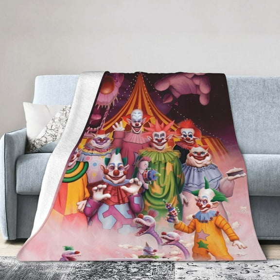 Killer Klowns From Outer Space Clown Throw Blanket, All Season Decorative Soft Cozy Fleece Blankets, Room Decor For Bed Chair Car Sofa Couch Bedroom