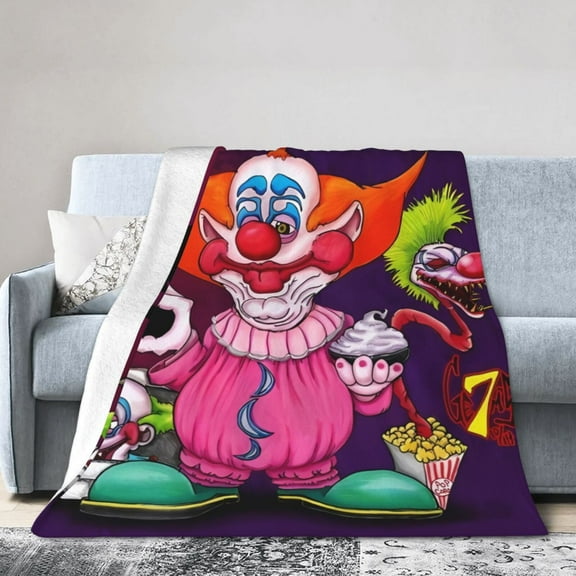Killer Klowns From Outer Space Clown Throw Blanket, All Season Decorative Soft Cozy Fleece Blankets, Room Decor For Bed Chair Car Sofa Couch Bedroom