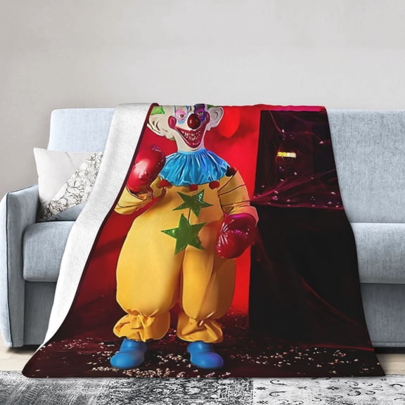Killer Klowns From Outer Space Clown Throw Blanket, All Season Decorative Soft Cozy Fleece Blankets, Room Decor For Bed Chair Car Sofa Couch Bedroom