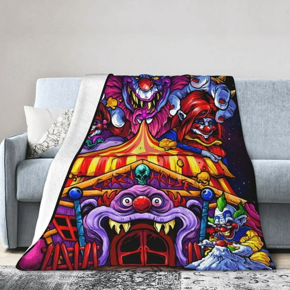 Killer Klowns From Outer Space Clown Throw Blanket, All Season Decorative Soft Cozy Fleece Blankets, Room Decor For Bed Chair Car Sofa Couch Bedroom