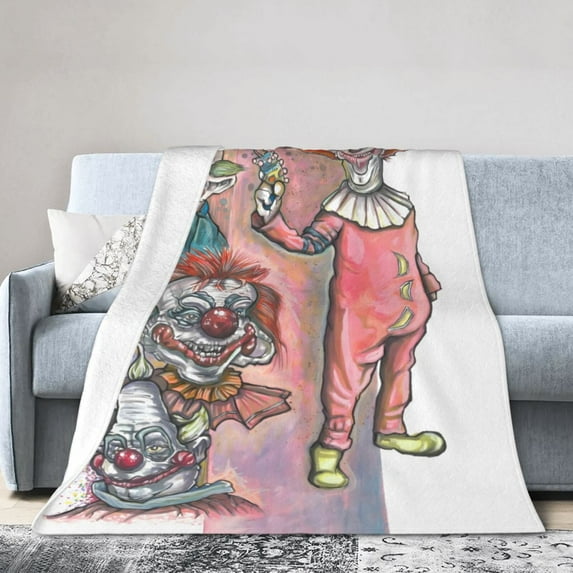 Killer Klowns From Outer Space Clown Throw Blanket, All Season Decorative Soft Cozy Fleece Blankets, Room Decor For Bed Chair Car Sofa Couch Bedroom