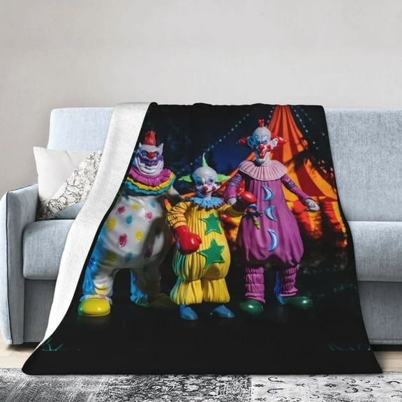 Killer Klowns From Outer Space Clown Throw Blanket, All Season Decorative Soft Cozy Fleece Blankets, Room Decor For Bed Chair Car Sofa Couch Bedroom