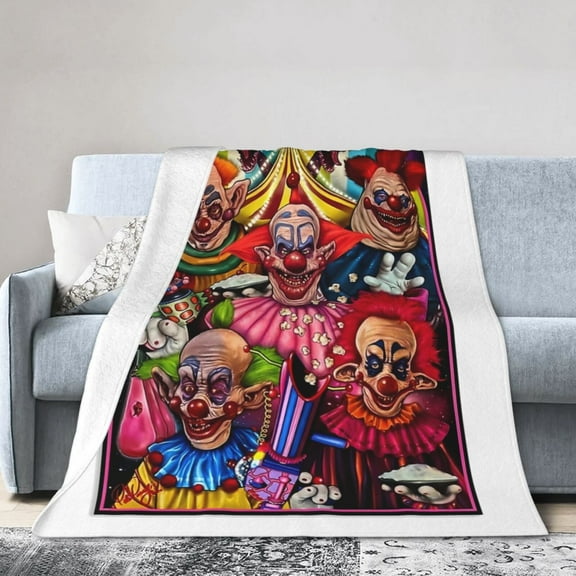 Killer Klowns From Outer Space Clown Throw Blanket, All Season Decorative Soft Cozy Fleece Blankets, Room Decor For Bed Chair Car Sofa Couch Bedroom