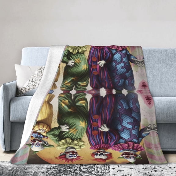 Killer Klowns From Outer Space Clown Throw Blanket, All Season Decorative Soft Cozy Fleece Blankets, Room Decor For Bed Chair Car Sofa Couch Bedroom